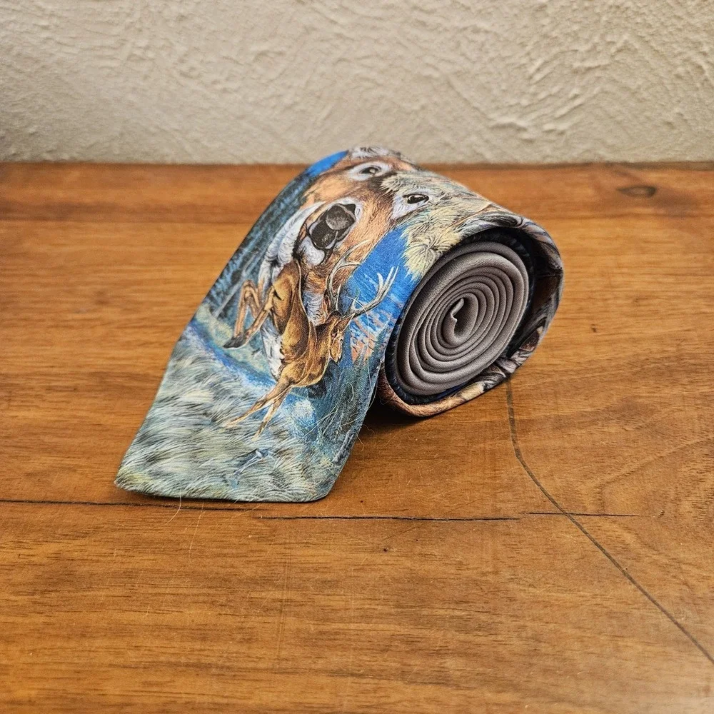 Vintage Original‎ Ralph Marlin Wildlife Deer Mens Necktie 1988 Made In USA